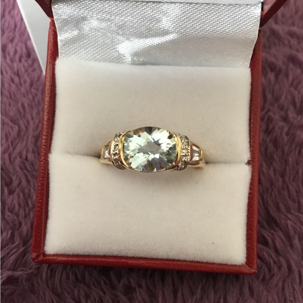 Solid 14K 4.87 Carat Natural Aquamarine & Diamond Ring